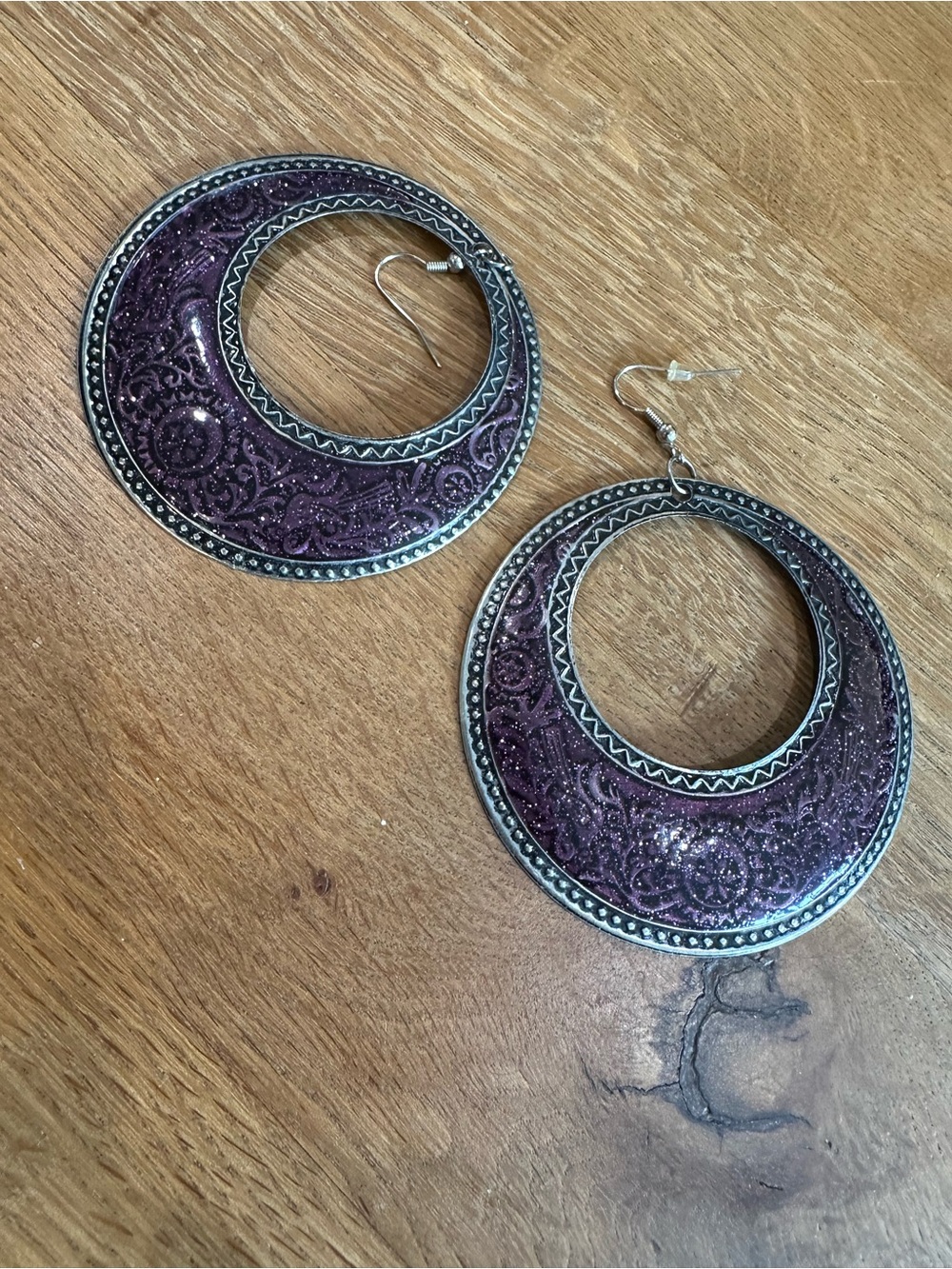 Purple Bohemian Round Hoop Earrings - Women Jewelry